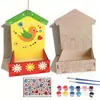 Alimentador de agua de madera Amazon alimentador de pájaros de madera juguete de pintura graffiti DIY para niños colgante para exteriores