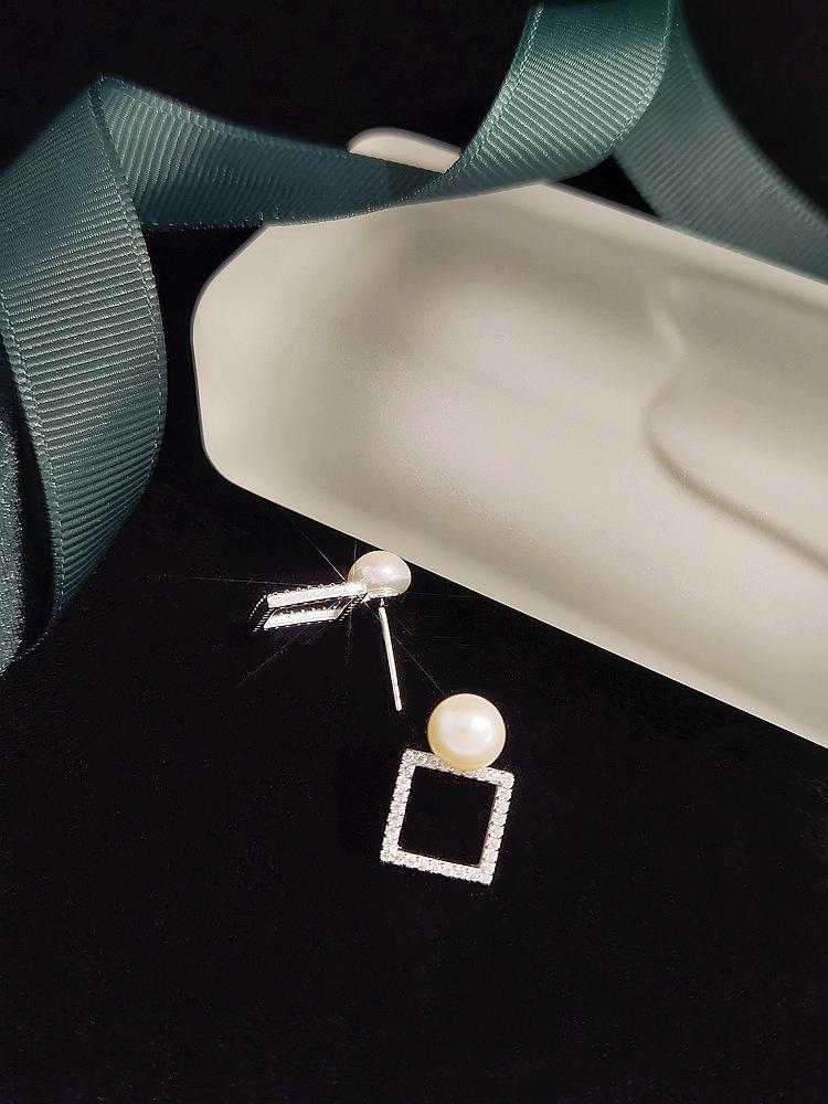 ED802153方形镶石珍珠耳钉