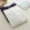Estilo Artístico y Fresco Bolsillo Grande Cuello Alto Holgado Doble Capa Hilo de Algodón Hombro Normal Algodón para Bebé Camisa Blanca Manga Larga para Mujer Camisa Básica