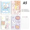 Cuaderno de línea horizontal para estudiantes de primaria al por mayor, cuaderno lindo de dibujos animados con espiral, alto valor de color, cuaderno de espiral de volteo lateral