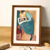 Porta-retrato retrô moldura vazia montagem moldura de foto imitação de madeira pendurar na parede 4k8k aquarela esboço infantil pintura a óleo quebra-cabeça papel a3a4
