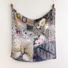 Bufanda Cuadrada Nueva para Mujer 110 Algodón y Lino Transfronteriza, Chal Delgado de Algodón y Lino Impreso Versátil Casual Artístico, Bufanda Decorativa