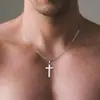 Venda quente transfronteiriça colar de cruz em aço inoxidável ouro 18K corrente Figaro masculina Pingente de dez cores prata preta dourada