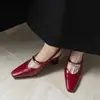 Sandálias de verão femininas de bico aberto, couro genuíno, salto grosso, bico quadrado baixo, sapatos elegantes de salto baixo, versáteis para o trabalho