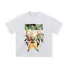 Camiseta Masculina Manga Curta Estampada Personagem de Anime e Quadrinhos Versão Grande Street Algodão Solto Gola Redonda para Homens