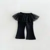 Sudadera Corazón Dulce para Niñas 2026 Nuevo Otoño Bebé Top de Encaje Rayado Falda-Pantalón Infantil zqy6285