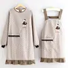 Elegante delantal de lona de manga larga para cocina, adecuado para uso doméstico, catering y trabajo; delantal de tamaño adulto, resistente a las manchas y duradero para mujeres