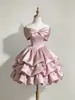 Vestido de Noite Doce, Vestido Rosa de Cetim com Uma Alça e Flor de Laço, Vestido de Aniversário Estilo Princesa Transfronteiriço