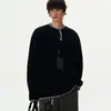 Tricots Americanos Retrô com Gola Henley para Outono e Inverno de 2025 para Homens e Mulheres, Tricots de Gola Redonda com Atmosfera Solta e Descontraída, Versáteis e Modernos
