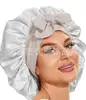 Venta Caliente de Amazon Gorro de Dormir de Seda Artificial Cinta Elástica Sombrero Redondo Sedin Gorro Grande para el Cuidado del Cabello Sombrero de Cinta de Belleza de Color Sólido