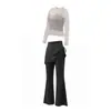 Conjunto de Roupa de Yoga Feminino Outono Novo Top Cruzado de Manga Longa Conjunto Real de Duas Peças Saia Calça Pilates Fitness Esportivo Conjunto de Duas Peças