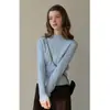 Tecido de fio com alma Gola semi-alta suéter de malha trançada slim fit simples emagrecedor versátil pulôver peça básica