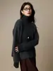 Suéter de Mohair Estilo Perezoso para Mujer, Top de Punto de Manga Larga de Cuello Alto para Otoño e Invierno, Nueva Camisa Base de Moda para Mujer