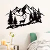 Escenario Natural Silueta Recortada Montaña Nevada Alce Pegatinas de Pared Autoadhesivas Decoración para Dormitorio Sala de Estar Estudio Pegatinas Br928