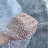 Nuevo Tejido de Malla con Puntos de Copo de Nieve Impresión Offset para Fotografía Ropa Infantil Encaje Bordado Tela para Vestido de Novia Base Rosa Base Negra
