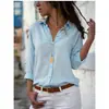 Camisa de Chifón de Manga Larga con Botones y Escote en V Profundo para Mujer de Ebay Amazon