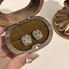 Pendientes Retro Franceses Importados Checos Cuadrados Grises Completamente Diamantados con Aguja de Plata S925, Lujo Ligero, Exquisitos, de Alta Gama, Modernos y Elegantes
