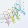 Lindo colgante de cadena de cuentas de oso transparente hecho a mano, joyería DIY, bolso, teléfono móvil, muñeca de dibujos animados, accesorios de joyería al por mayor