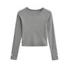 Camiseta de manga larga, tiro alto, que deja ver el ombligo, que expone los dedos, estilo nuevo de otoño, versátil, ajustada, con top Pure Lust