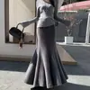 Falda Larga de Punto de Piel de Visón Nueva Otoño/Invierno 2025 para Mujer, Falda Bodycon Elegante Adelgazante de Cintura Alta Espesa Estilo Sirena