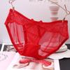 Roupa íntima feminina transparente laço de renda sexy tentação perspectiva de comércio exterior sem costura cintura baixa cor sólida malha viagem