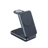 Cargador Inalámbrico Magnético Plegable 3 en 1 para Teléfono Inteligente, Reloj, Auriculares, Carga Rápida de 15W