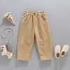 Calças de Algodão para Meninos Primavera e Outono com Fivela na Cintura, Novo Estilo Coreano 2026 Calças Casuais Frescas e Modernas para Meninos