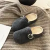 Pantuflas Birkenstock Estilo Coreano Cabeza de Pan Esponjosa para Mujer 2026 Más Terciopelo Cálido Perezosas de Ponerse Fácilmente Exteriores Retro Suela Suave Pantuflas de Algodón
