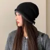 Gorro Tejido de Estilo Japonés para Mujer con Cordón y Borde Enrollado para Otoño e Invierno, Gorro Versátil para el Frío que Protege las Orejas, Gorro de Lana que Adelgaza el Rostro