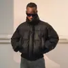 Invierno Europeo y Americano Nuevo Abrigo de Algodón Color Sólido con Cuello Alto para Hombre Chaqueta Acolchada Gruesa Holgada de Moda Abrigo de Pareja