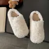 Chinelos de Pelo Espessos com Solado Grosso Veludo Retro Plus Feminino 2026 Novo Estilo Inverno Uso Externo Aumento de Altura Bico Fechado Chinelos de Pelo