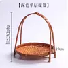 Cestas tejidas de bambú hechas a mano, bandejas de té, juegos de té, cribas de doble capa, cestas de bambú y platos para decoración de jardín de infantes.