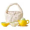 Tetera de Cerámica Pequeña Margarita con Glaseado de Yema de Huevo y Dos Tazas Juego de Té Kung Fu Chino Regalo de Inauguración de Casa para Niñas para Preparar Té