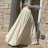 Falda de verano estilo francés con volantes, cintura alta, caída fluida, para mujer, color liso, elegante, casual, adecuada para ir al trabajo, longitud media