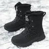 Botas de Neve Femininas Acolchoadas Sapatos Quentes de Algodão Resistentes ao Desgaste Esportivos para Exterior Cano Alto com Cadarço Tamanho Grande Botas Femininas Transfronteiriças