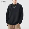 Suéter Quente de Inverno Yacang Masculino Solto Gola Redonda Pulôver 2024 Novo Suéter de Tricô Cor Sólida Jaqueta Casual para Casal