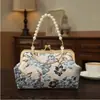 Bolso Cheongsam Estilo Chino Retro Nuevo Terminado con Falda de Cara de Caballo Hanfu Bolso Portátil Dorado Cruzado