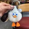 Lindo Pato de Piel de Conejo Rex Real Llavero para Coche Colgante Juguete de Peluche Bola de Carbón Pequeña Decoración para Mochila
