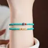 Pulsera de Cuentas Turquesas Cuentas Pequeñas de 4 mm Apilable Múltiples Hilos Pulsera de Doble Hilo para Mujeres Joyería de Lujo Ligero Sensación de Alta Gama Hombres