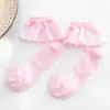 Meias para Meninas, Estilo Fino de Verão, Meias de Seda Gelada Cristal para Crianças, Meias de Princesa com Acabamento em Renda, Meias Respiráveis para Bebês, Atacado em Estoque