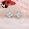 Bufan Aretes de Plata 925 con Aguja, Vca Completamente Diamantados, Versión Alta, Trébol de Cuatro Hojas con Diamantes, Borla, Clavícula, Moda, Venta Directa de Fábrica