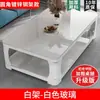 Mesa de centro para sala de estar, modelo nuevo 2026, sensación de lujo ligero y alta gama, mesa de centro de vidrio templado imitación mármol, mesa de centro rectangular simple