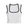 Y1614-23 Primavera Novo Francês Stretch Top sem mangas Short Strip Color Contrast Top