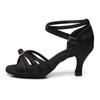Zapatos de tacón alto de satén para mujer con diamantes Marrón para adulto Zapatos de prueba de baile latino negro una generación de cabello