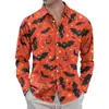 Moda Urbana Transfronteriza Camisa de Manga Larga con Solapa para Hombre Primavera y Otoño Calabaza de Halloween Estampado Digital 3D Fuente Superior