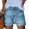 Pantalones Rectos Rasgados de Verano Transfronterizos Europeos y Americanos 2024 Mujer Shorts de Mezclilla Mujer