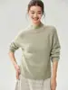 Suéter de Tricô Raglan com Gola Alta Meia-Calça Novo Outono 2026 para Mulheres, Cor Sólida, Caimento Solto, Top Simples e Versátil