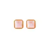 Plata S925 Chapada en Oro Diseño Cuadrado Popular Concha Rosa Simple Moda Versátil para el Trabajo Exquisitos Pendientes de Nicho Pendientes