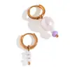 Pendientes Asimétricos de Moda Y2K Europeos y Americanos Joyería Acero Inoxidable Chapado en Oro de 18 Quilates Pendientes con Perlas de Agua Dulce
