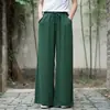 (Personalizado)Outono 2026 Nianbaixiu Algodão Linho Estilo Nacional Leve Retrô Linho Estilo Zen Calças Femininas Calças Largas